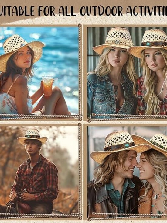 Western Straw Cowboy Hat Wide Brim main image 5